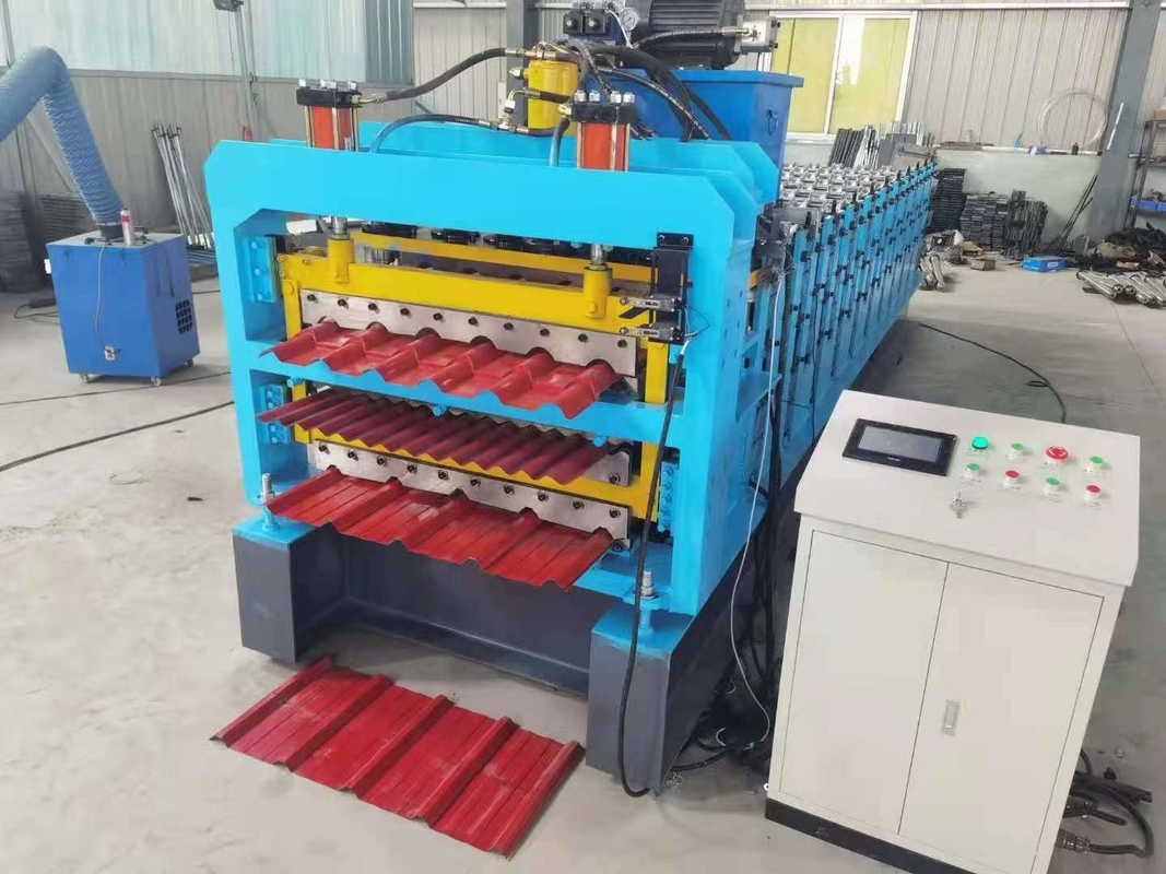 フル オートマチック機械を形作る波形の3つの層色の鋼鉄ロール
